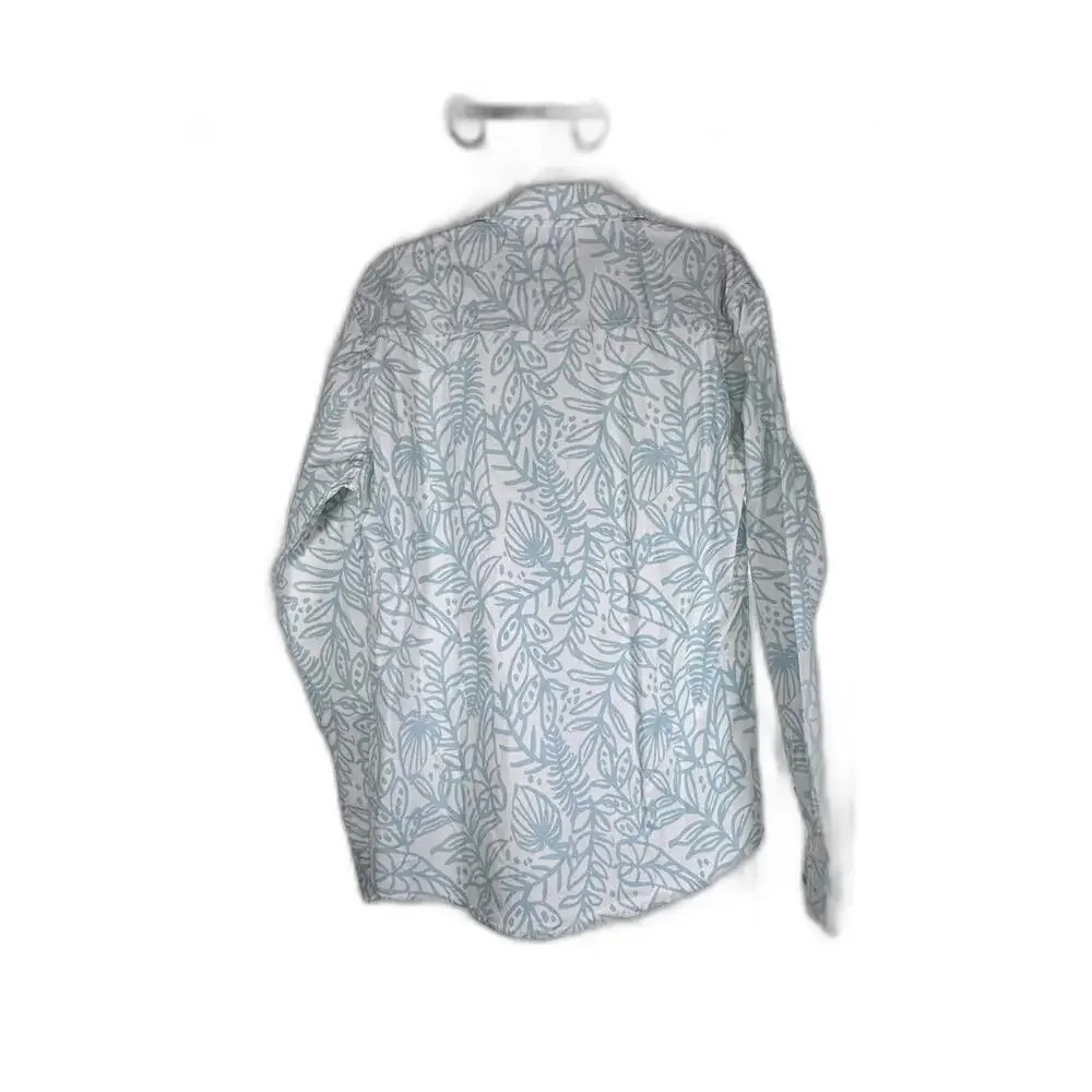 Reverse Threads Teal flower‎ print shirt Men's size Large